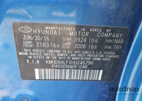 2017 Hyundai Elantra Value Edition from USA, damaged, VIN KMHD84LFXHU246796